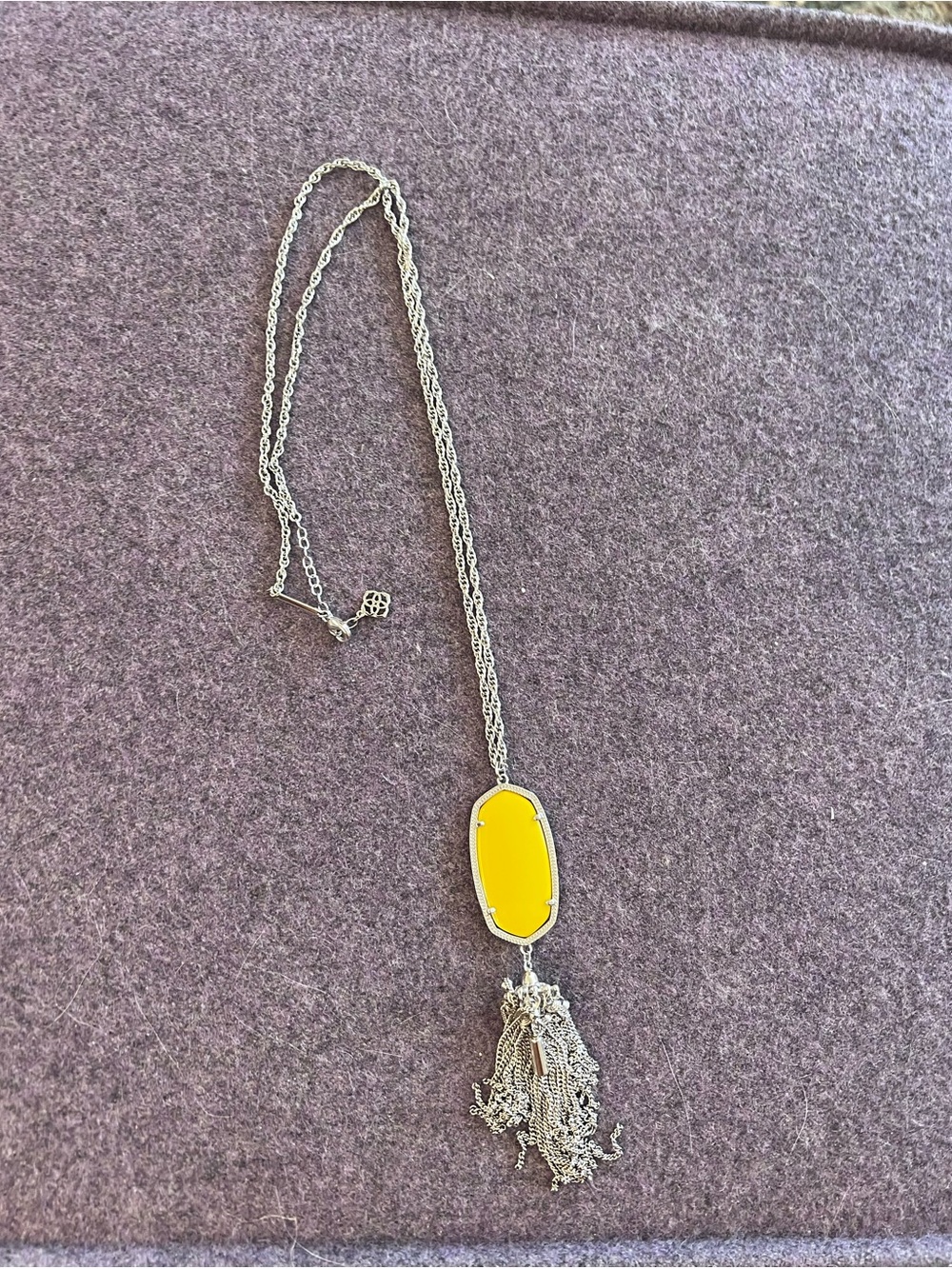 Kendra Scott Rayne Yellow Silver Tassel Necklace